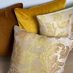 Yellow Gold Cushion Cover Colefax & Fowler Fabric Clarendon Silk Blend Floral Woven - thumbnail 4