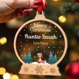 Uncle Auntie Christmas Gift - Personalised Snowglobe Decoration For Godfather Dad From Niece Nephew With Red Bag - thumbnail 1