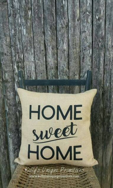 Home Sweet Throw Pillow Decorative Farmhouse Burlap Pillows - image 1