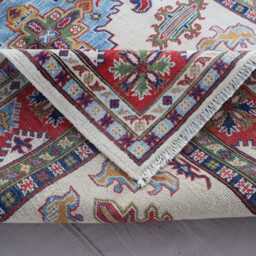 5x7 Beige Afghan Kazak Area Rug, Caucasian Hand Knotted Veg Dyes Wool Oriental Turkmen Bedroom Living Room Kitchen Rug - thumbnail 4
