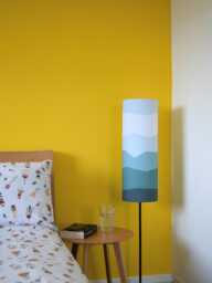 Tall Ombre Lampshade in Shades Of Teal Stripe Fabric, Handmade By Vivid Shades - thumbnail 1