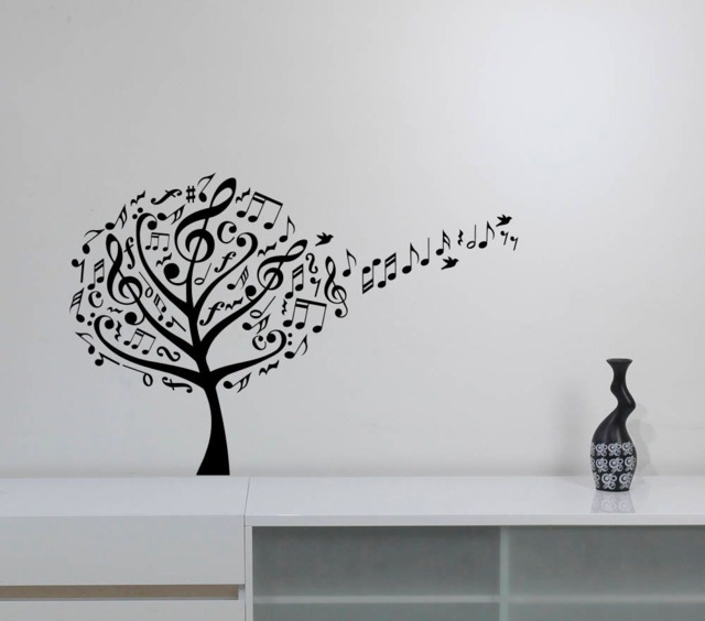 Music Tree Wall Decal Birds Notes Treble Clef Vinyl Sticker Melody Musical Creative Art Decorations For Home Room Classroom Decor Mn3 - image 1