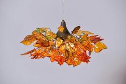 Orange Resin Flower Chandelier Unique Hanging Light Fixture