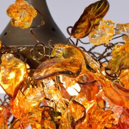 Orange Resin Flower Chandelier Unique Hanging Light Fixture - thumbnail 2