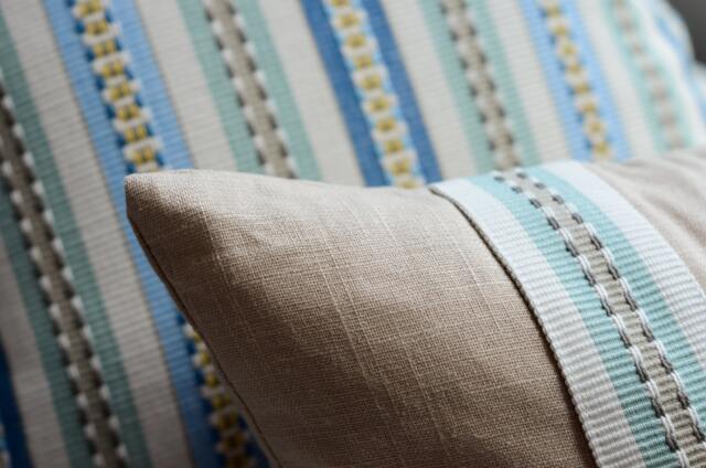 striped Pillow Cover Set, Blue Green Texture, Farmhouse Beach Decor - image 1