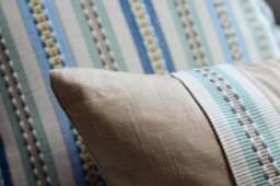 striped Pillow Cover Set, Blue Green Texture, Farmhouse Beach Decor - thumbnail 1