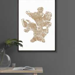 Olive Tree Ring Print, Gold Tree, Large Woodcut Print, Stump Art, Slice Log Wood Rings - thumbnail 3