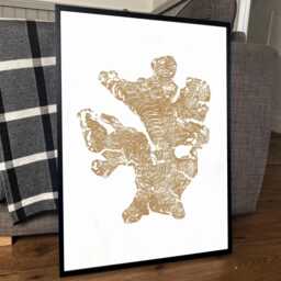 Olive Tree Ring Print, Gold Tree, Large Woodcut Print, Stump Art, Slice Log Wood Rings - thumbnail 1