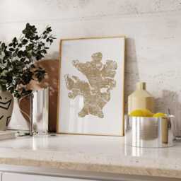 Olive Tree Ring Print, Gold Tree, Large Woodcut Print, Stump Art, Slice Log Wood Rings - thumbnail 2