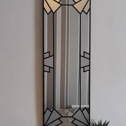 stain Glass Art Deco Mirror, Wall Hallway Vintage Mirror - thumbnail 3