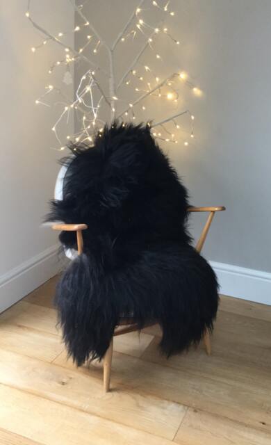 Black Icelandic Sheepskin Rug, Luxury Chair Cover, Throw - image 1