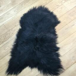 Black Icelandic Sheepskin Rug, Luxury Chair Cover, Throw - thumbnail 2