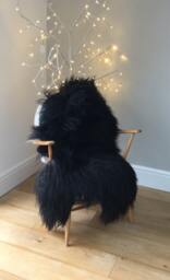 Black Icelandic Sheepskin Rug, Luxury Chair Cover, Throw - thumbnail 1
