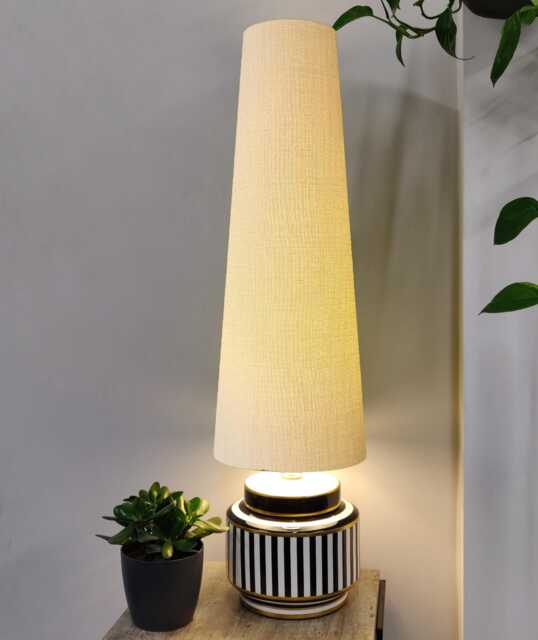 70cm Tall Ivory Slim Cone Lampshade in Linen, Conical Fat Lamp Shade - image 1