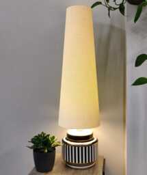 70cm Tall Ivory Slim Cone Lampshade in Linen, Conical Fat Lamp Shade - thumbnail 1