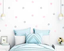 Watercolor Polka Dot Wall Decals Blush Pink & Grey Nursery Decor - thumbnail 1