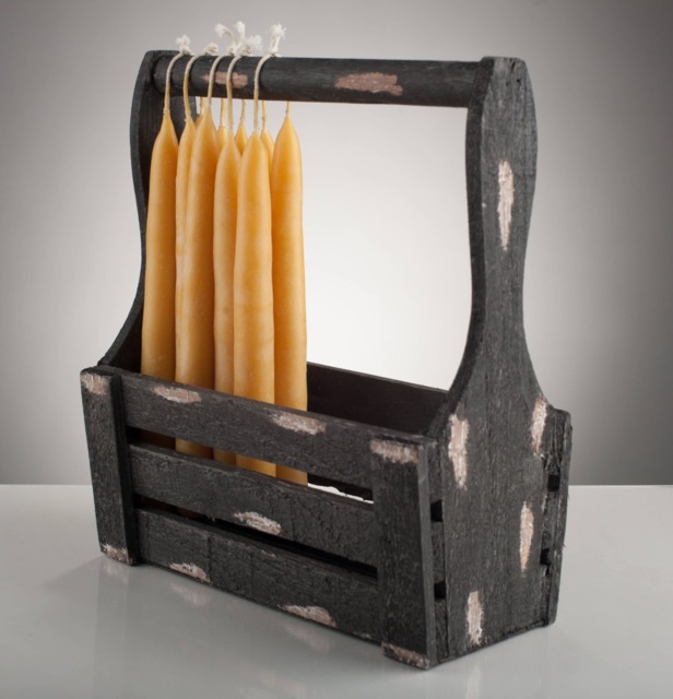 Hand-Dipped Natural Beeswax Taper Candles - Set Of 2 - image 1