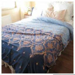 Damask Print Twin Xl Duvet Cover - Turkish Cotton Dorm Bedding - thumbnail 1