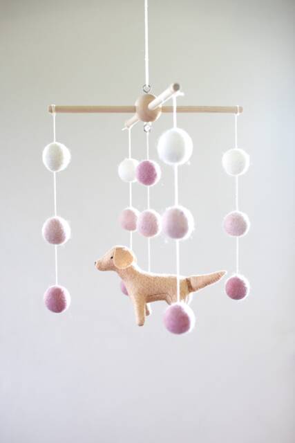 Handmade Golden Retriever Mobile Wool Felt Dog Nursery Decor - image 1