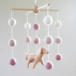 Handmade Golden Retriever Mobile Wool Felt Dog Nursery Decor - thumbnail 2