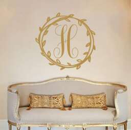 Monogram Vinyl Decal Wall Initial Art Rusric Home Decor Personalized Family S54 - thumbnail 1