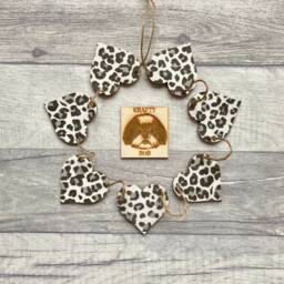 Leopard Print Garland, Wild Animal Bunting, Wooden Wall Decoration For Lover, Safari Gifts - thumbnail 1