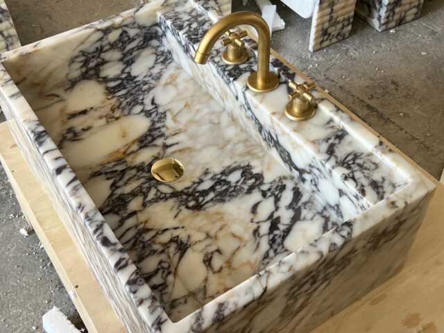 Calacatta Viola Marble Sink - Handmade Bathroom Vanity - image 1