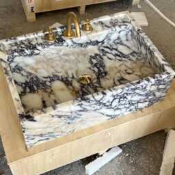 Calacatta Viola Marble Sink - Handmade Bathroom Vanity - thumbnail 2