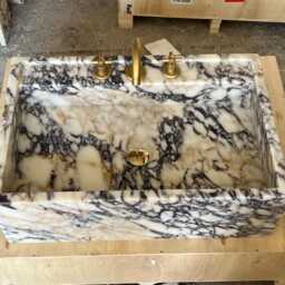 Calacatta Viola Marble Sink - Handmade Bathroom Vanity - thumbnail 3