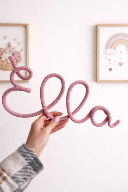 Name Sign Personalized Nursery Decor Knitted Wire Custom Boho Wall Hanging - image 1