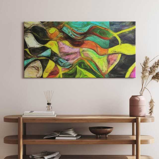 Artistic Disorder Canvas, Picture Wall Hanging, Green Decor, Abstraction Canvas Print - image 1