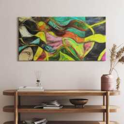 Artistic Disorder Canvas, Picture Wall Hanging, Green Decor, Abstraction Canvas Print - thumbnail 1