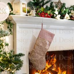 Rose Gold Sequin Glitter Personalised Name Christmas Stocking - thumbnail 2