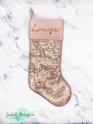 Rose Gold Sequin Glitter Personalised Name Christmas Stocking - thumbnail 1