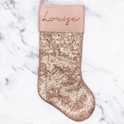 Rose Gold Sequin Glitter Personalised Name Christmas Stocking - thumbnail 3