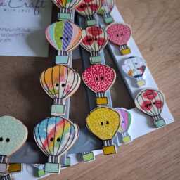 Colourful Wooden Hot Air Balloon Button Photo Frame 4 X 6 Inches - thumbnail 1