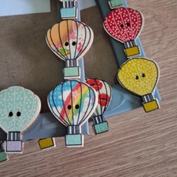 Colourful Wooden Hot Air Balloon Button Photo Frame 4 X 6 Inches