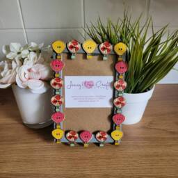 Colourful Wooden Hot Air Balloon Button Photo Frame 4 X 6 Inches - thumbnail 2