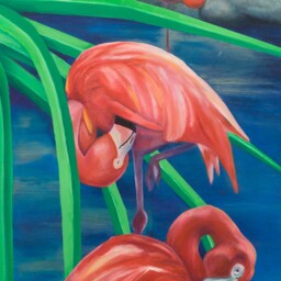 "Flamingo Oil Painting Art Print - Florida Tropical Birds, ""Citrus County" - thumbnail 3