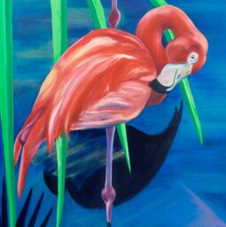 "Flamingo Oil Painting Art Print - Florida Tropical Birds, ""Citrus County" - thumbnail 1