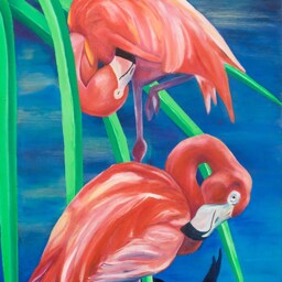 "Flamingo Oil Painting Art Print - Florida Tropical Birds, ""Citrus County" - thumbnail 2