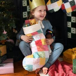 Pastel Patchwork Quilted Christmas Stocking, Handmade Luxury Stocking
