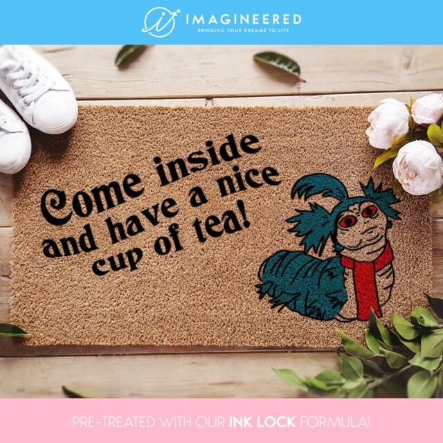Labyrinth Welcome Mat - Come Inside & Have A Nice Cup Of Tea Worm Coir Home Decor Housewarming Family Gift - image 1