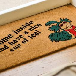 Labyrinth Welcome Mat - Come Inside & Have A Nice Cup Of Tea Worm Coir Home Decor Housewarming Family Gift - thumbnail 2