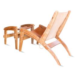 Quilpo Leather Lounge Chair. Handcrafted Solid Wood Frame With Grass-Fed Cowhide Sling Seat - thumbnail 2
