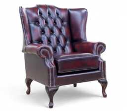 Lounge Living Room Chair Chesterfield High Back Flat Wing Real Leather Antique Oxblood Handmade Made in UK
