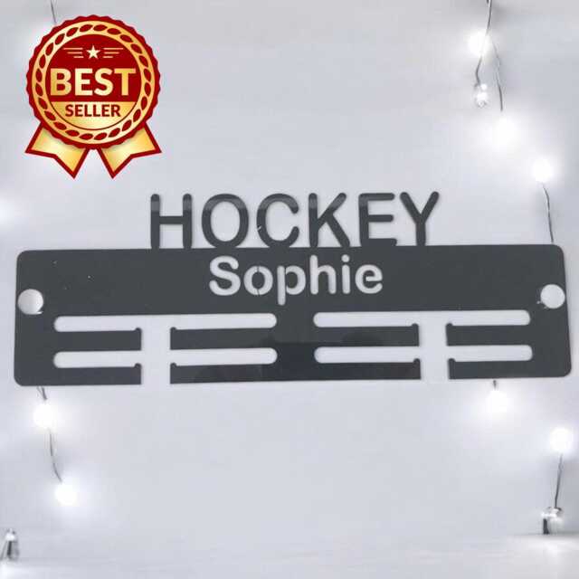 Hockey Medal Hanger - Gloss Colours, Custom Name & Colour - image 1