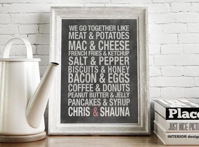 Couples Or Best Friends Chalkboard Artwork - Great Wedding Shower Housewarming Gift Perfect Kitchen Dining Room - image 1
