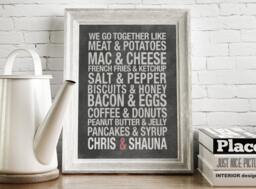 Couples Or Best Friends Chalkboard Artwork - Great Wedding Shower Housewarming Gift Perfect Kitchen Dining Room - thumbnail 1
