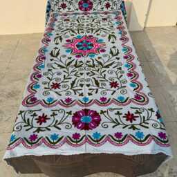 Cotton Suzani Quilt - Handmade Artisan Embroidery, Vibrant Folk Textile, Bohemian Reversible Throw - thumbnail 2